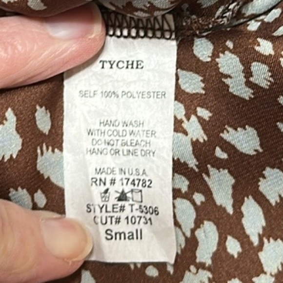 VICI Tyche Flutter Sleeve Satin Brown/Light Blue‎ Print Top, Women’s Small - Picture 9 of 11